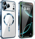 Magnetic Glossy Case for iPhone 17 Pro Max,iPhone 17 ProMax Phone Case Slim Clear Luxury with Screen Protector & Camera Protector [Compatible with MagSafe], Shockproof Cover for iPhone 17 Max-Blue by Unknown