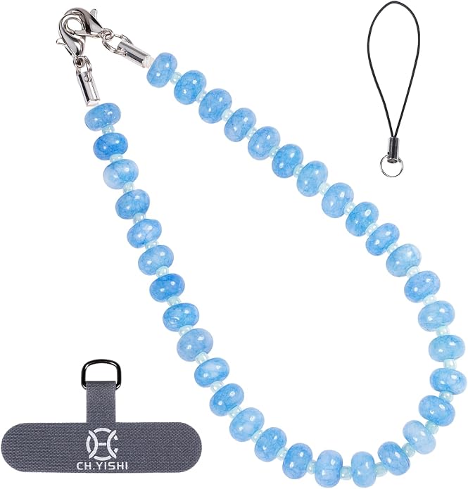 CH.yishi Crystal Beaded Phone Charm Wrist Strap Camera Lanyard | Handmade Cell Phone Chain,with Tether Tab,Keychain Bag Wallet Natural Stone Charm,Headphone Gemstone Decor,Camera Wrist Strap by CHyishi