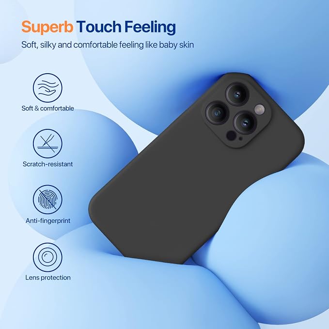 Miracase Silicone for iPhone 14 Pro Case, Black | Soft Anti-Scratch Microfiber Lining, Premium Silicone Cover Shockproof Drop Protection Phone Case for 14 Pro - Image 3