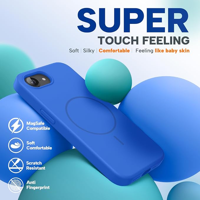 miracase Magnetic for iPhone 17e Case & iPhone 16e Case, [Soft Anti-Scratch Microfiber Lining], Compatible with MagSafe, Silicone Shockproof Protection Phone Case for iPhone 17e/16e, Blue - Image 8