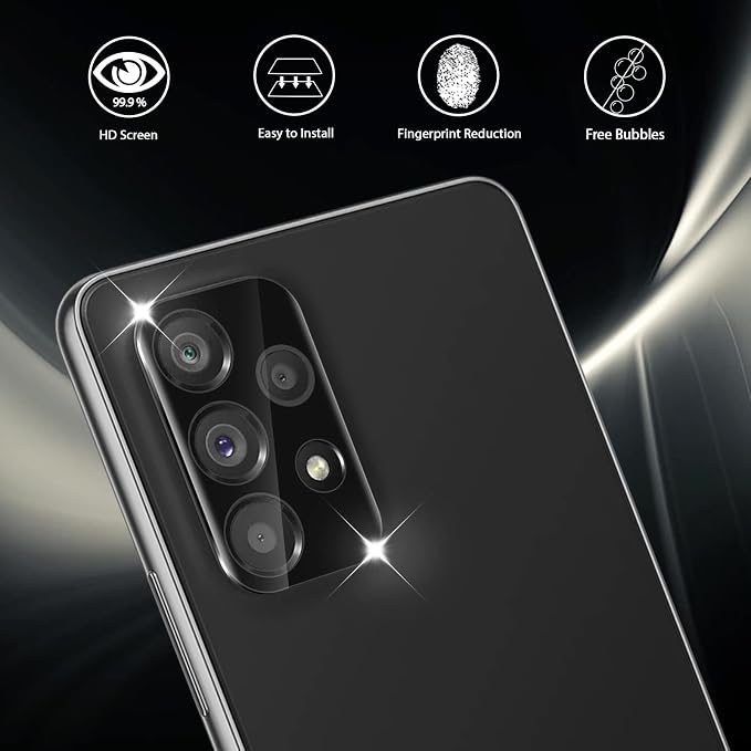 Orzero (4 Pack) Camera Lens Protector Compatible for Samsung Galaxy A53 5G, Samsung Galaxy A33 5G, Protector de Cámera Tempered Glass 9 Hardness HD Anti-Scratch Full Coverage Bubble-Free - Image 3
