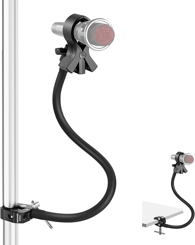 NEEWER Desktop Microphone Stand with Flexible Arm, Adjustable Desk Mic Clamp Holder Mount with Clip & 1/4" to 5/8" Adapter Compatible with Shure Razer Seiren Mini Audio Technica AT2020, MS042 by Neewer