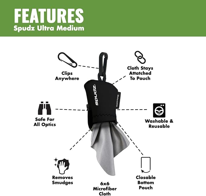 SPUDZ Ultra Microfiber Lens Cleaner with Closeable Bottom – Clip-On Pouch, Washable – for Binoculars, Scopes, Glasses, Screens | Ultra Navy Stripes, 6 x 6 Inch (3-Pack) - Image 3