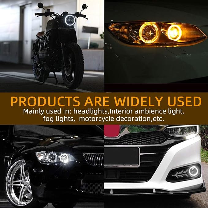 Qasim 1-Pair 90MM White+Amber Switchback 108SMD 4014 LED Halo Ring Angel Eyes Led DRL Fog Light Turn Signal Lamps 12V - Image 7