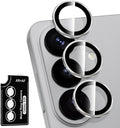 for Samsung Galaxy S26 Camera Lens Protector, Individual Metal Ring Tempered Glass Lens Cover, [Strong Adsorption] Scratch Resistant Ultra-Thin HD Clear Lens Cover, 1 Set-Titanium Gray Ring by Btscase