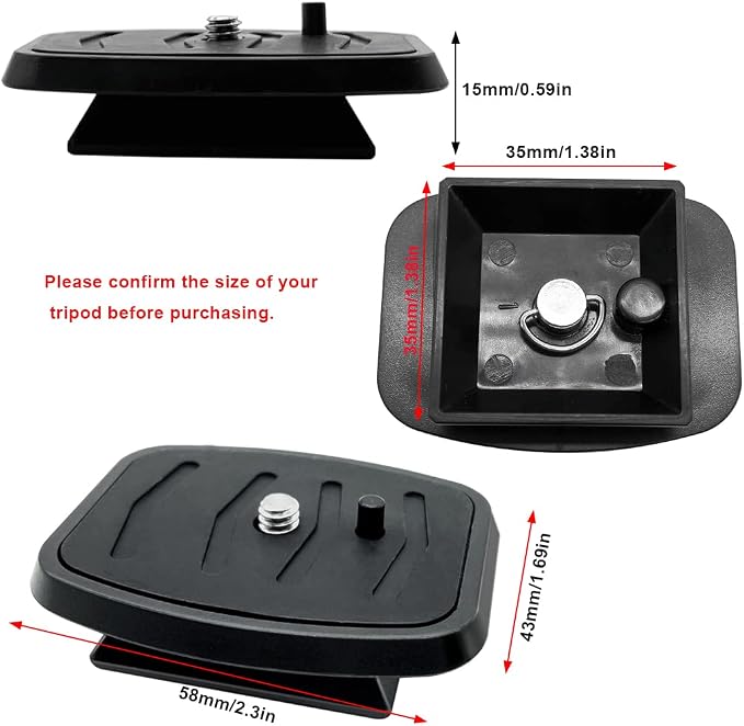 2 Pack 35 mm Tripod Quick Release Plate Camera Tripod Mount Adapter, QR Camera Mounting Ball Head Parts Replacement for Quantaray Slik Walmart Sunpak 5800D 7000TM 6400UT 8001UT MX1000 - Image 2