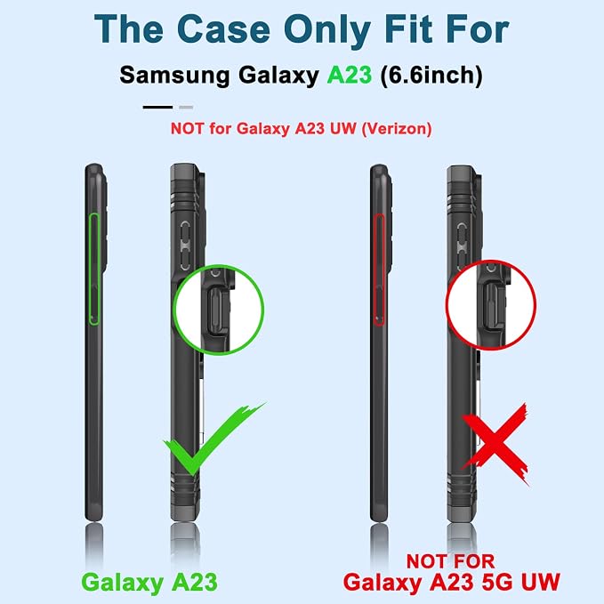 Gritup for Galaxy A23 5G Case Military-Grade Shockproof with Kickstand | (   ) with 2 PCS Screen Protector, Slide Camera Cover, Heavy Duty Funda para A 23 5G Cover, Green+Black - Image 2