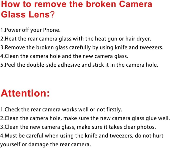 2 Pcs Back Rear Camera Lens Glass Replacement for iPhone XR 6.1 inches with pre-Installed Adhesive and Reparing Toolkit - Image 8