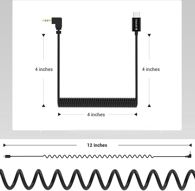 Coiled Short USB C to 3.5mm Male Audio Cable Compatible with iPhone 17/16/15, iPad Pro 13/12.9/11, Galaxy S25/S24, Pixel 10/9/8/7 Pro, Right Angle Type C Aux Cord for Car Radio, Speaker, 1 FT - Image 6