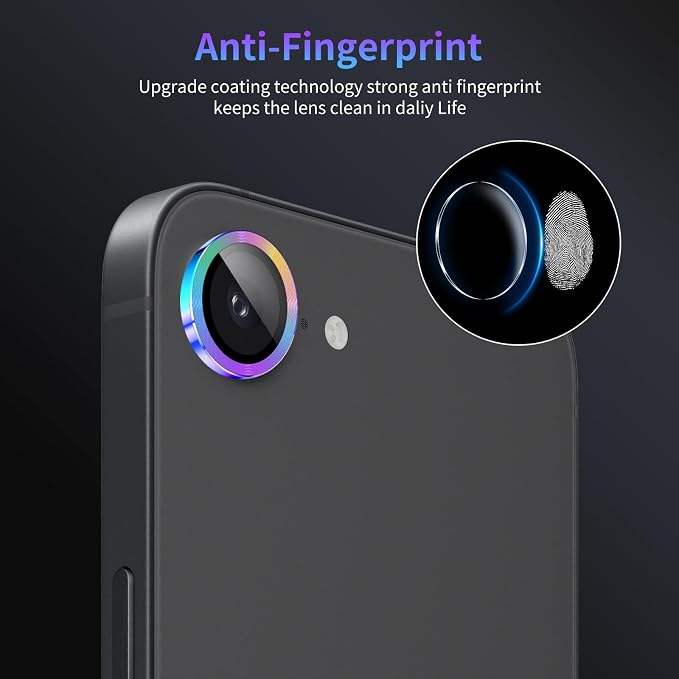 Camera Lens Protector for iPhone 17e,1 Pack | Tempered Metal Glass Camera Cover, HD Clear Anti-Scratch Lens Screen Protector Film,Case Friendly,Colorful Titanium - Image 6