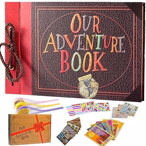 Our Adventure Book Handcrafted 11.92 x 7.62" Leather-Bound Scrapbook with 80 Pages, Embossed Lettering, Inspired by 'Up', Ideal for Photos, Weddings&Travel Memories Gift Box Included (Handmade Book) - Image 5