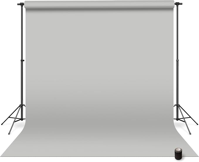 Denny Mfg Seamless Paper Backdrop for Photoshoot, Light Grey, 86 in x 36 ft | Photography Backdrop, Matte Finish for Portraits, Product Photos and Video Shoots, with Free Roll Gaffer Tape (2 in x 13 ft) by DennyManufacturing