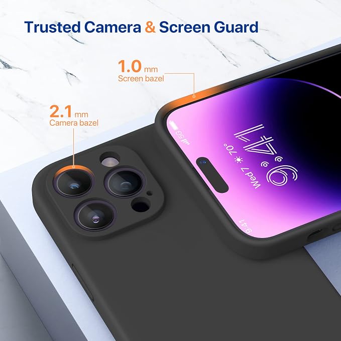Miracase Silicone for iPhone 14 Pro Case, Black | Soft Anti-Scratch Microfiber Lining, Premium Silicone Cover Shockproof Drop Protection Phone Case for 14 Pro - Image 4