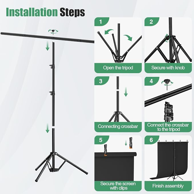 Black Background Backdrop Kit 5x7 ft with Foldable T-Shaped Stand | Portable Black Background with 5 Clamps, Carrying Bag for Parties, Streaming, Photography, Zoom, Gaming, Video Studio - Image 7