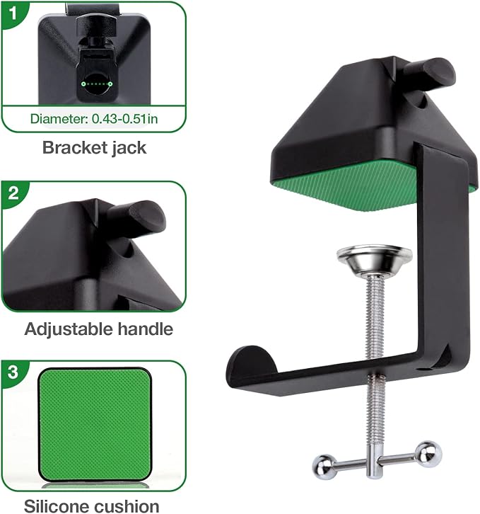 Heavy-Duty Metal Table Mount Clamp, Desk Table Mount C Clamp For Microphone Mic Suspension Boom Scissor Arm with Adjustable Screw, Fits up to 2.48 inches/6.2cm Desktop Thickness by SUNMON - Image 2