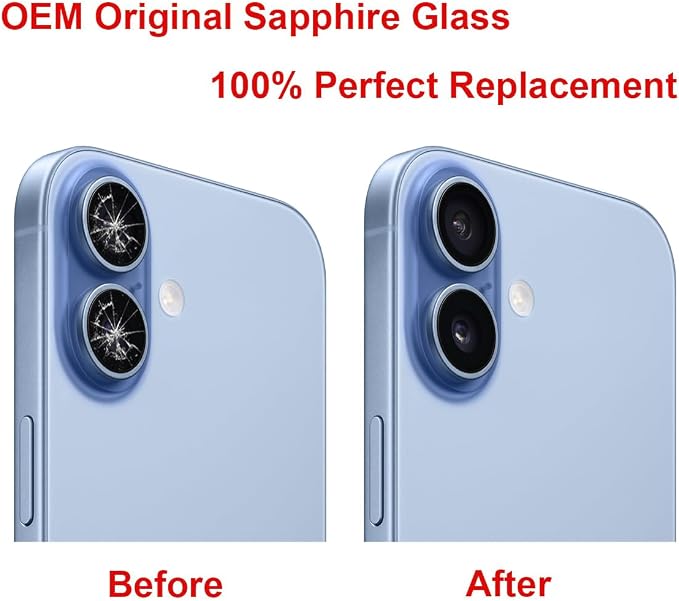 2 Sets OEM Back Rear Camera Lens Glass Replacement Compatible with iPhone 17 6.3 inches with pre-Installed Adhesive and Reparing Toolkit - Image 3