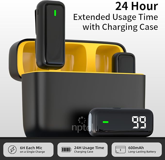 NPTCL Wireless Lavalier Microphone for iPhone iPad Android, Mini USB C Mic | 24H Charging Case, Digital Charge Display, Noise Reduction for Content Creator Video Recording Vlog Podcast YouTube TikTok - Image 3