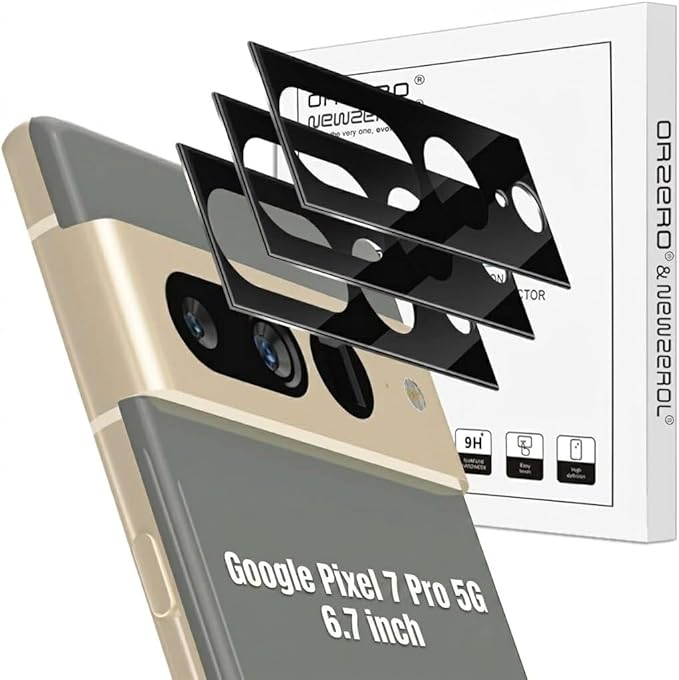 Orzero (3 Pack) Camera Lens Protector Compatible for Google Pixel 7 Pro 5G 6.7 inch, Protector de Cámera Tempered Glass 9 Hardness HD Anti-Scratch Case Friendly Does not Affect Night Shots by JumpIntoOrzeroLet%E2%80%99sExploreLikeNeverBefore