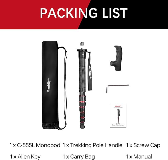 Carbon Fiber Camera Monopod, Portable Compact Lightweight Travel Monopod with Walking Stick Handle for DSLR Canon Nikon Sony Video Camcorder, 28mm Thick Leg, Max Load 22 lbs/10kg - Image 8