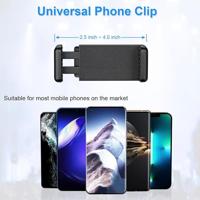 Mic Stand Phone Holder Mount Adjustable Phone Holder for Mic Microphone Music Stand [Dual Ballhead 360°Swivel] iPhone Mic Stand Holder for iPhone 15 14 13 12 Pro Max Samsung Galaxy, Any Smartphones - Image 5