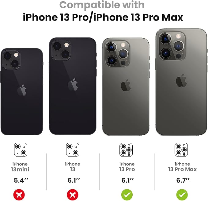 Tensea for iPhone 13 Pro/iPhone 13 Pro Max Camera Lens Protector Bling, Protection Camera Cover Tempered Glass Screen Protector Diamond Metal Individual Ring for 13Pro 6.1" / 13 ProMax 6.7 inch 2021 | Protective Camera Cover Tempered Glass Screen Prote... - Image 2