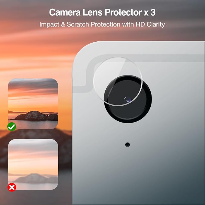ProCase 2 Pack Screen + 3 Camera Lens Protector for Galaxy Tab S9/10 FE | for Galaxy Tab S10 Lite 5G 10.9"/Tab S10 FE 2025 / Tab S9 FE G WiFi 2023, Tempered Glass Film Guard Compatible with S Pen - Image 3