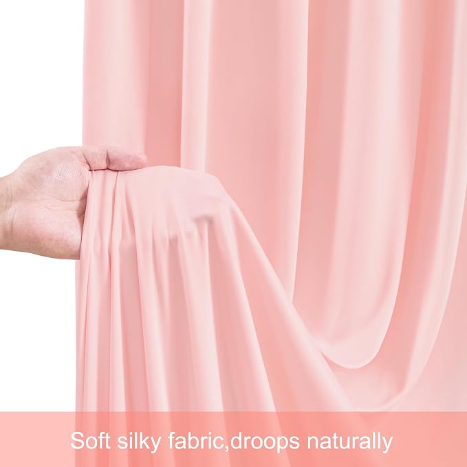 6 Panels Blush Pink Backdrop Curtains for Wedding Party Wrinkle Free Backdrops Curtain Drapes Fabric Decorations Photo Back Drop Cloth for Baby Shower Photography Stage Reception 30ft(W) x 12ft(H) - Image 7