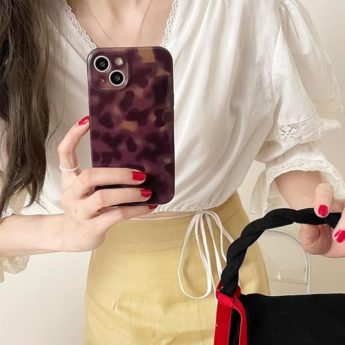Cute Phone Case for iPhone 15 Case Cheetah Leopard Print | Amber Tortoiseshell Pattern,Full Camera Protective,Slim Shockproof TPU,Aesthetic Girly Glossy Cover for Women Men-Brown - Image 6