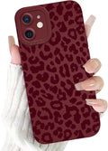 Cute Burgundy Cheetah Print Phone Case for iPhone 12 Mini 5.4" | Aesthetic Leopard Pattern Design Cover Full Camera Lens Protective Shockproof Soft Slim TPU Funda for Women Girls by Unknown