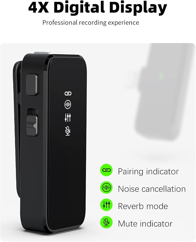 Wireless Lavalier Microphone, Lightning & USB-C Receivers, 18H | For iPhone Android PC, Noise Cancellation, 100ft Transmission, 18H Battery, Wireless Lapel Microphone for Video Recording - Image 5