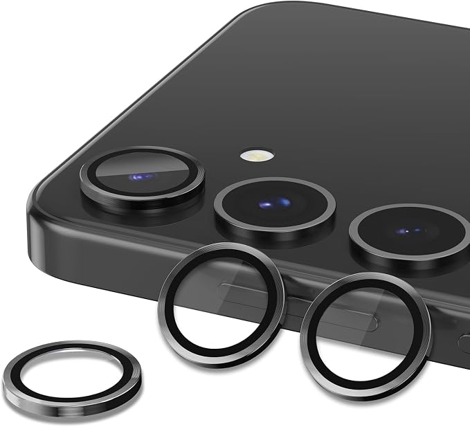 for Samsung Galaxy S25 Plus Camera Lens Protector, Individual Metal Ring Tempered Glass Lens Cover, [Strong Adsorption] Scratch Resistant Ultra-Thin HD Clear Lens Cover, 1 Set-Black - Image 2