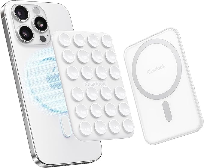 Klearlook Magnetic Suction Phone Mount for MagSafe Case, Classic White | Removable Sticky Phone Grip Holder for Hands-Free Makeup / Selfie / Vlog for TikTok & Instagram Influencer / Creator by KlearlookMaximizedClarity