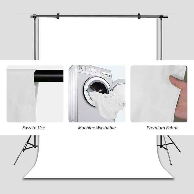 White Photo Backdrop for Photoshoot Solid Color Background 10x20 ft | Photography Studio Photobooth Curtain for Headshot, Homestudio, Portrait, Video, Meeting, Easy to Install, Washable Fabric - Image 5