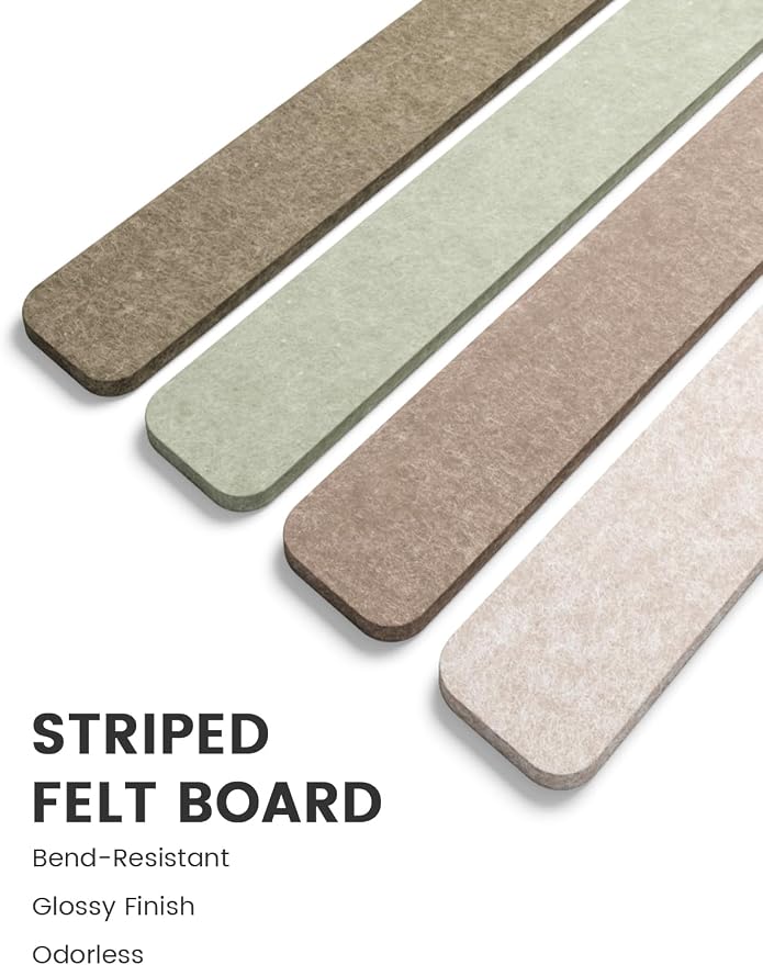 Fluxynara 13" x 2" Felt Wall Panels, Linen Dusk | 5-Pack Includes 35 Push Pins and Adhesive Tabs for Photos, Notes and Decor in Bedroom Doors, Home Office or Studios - Image 3