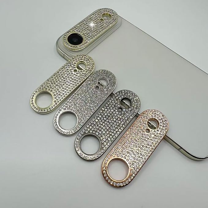 2 Pack Glitter Camera Lens Cover Protector for iPhone 17Air，Metal Bling Diamond Camera Lens Cover Sticker Protector (for iPhone 17Air-Rose gold) - Image 2