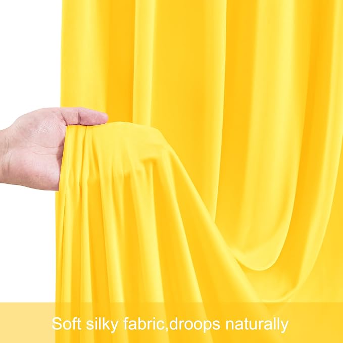 4 Panels Yellow Backdrop Curtains for Wedding Party Wrinkle Free Backdrops Curtain Drapes Fabric Decorations Photo Back Drop Cloth for Baby Shower Photography Stage Reception 20ft(W) x 12ft(H) - Image 7