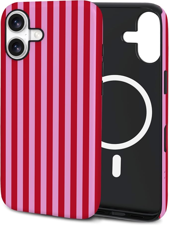 TPU Phone Case for iPhone 16, MagSafe Wireless Charging Compatible, Shockproof Slim Fit Protective Cover with Anti-Yellowing & Raised Camera Protection (Stripes 4, iPhone 16) by Unknown