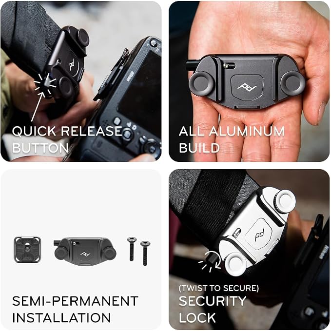 Peak Design Capture Camera Clip V3, Black with Plate, Holds DSLR, Compact and Point and Shoot Bodies, Secure, Stable and Accessible, Attaches to Straps and Belts, Quick Release, 200 lb Capacity - Image 7
