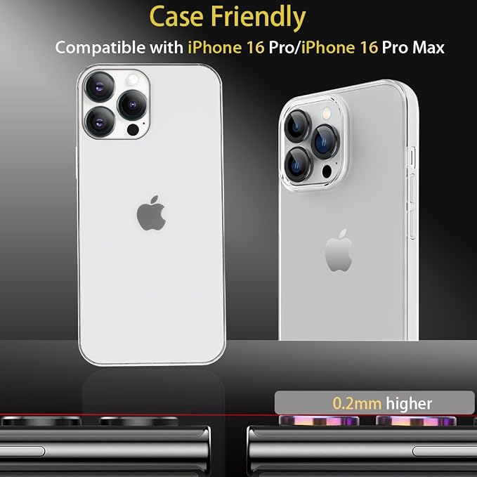 Camera Lens Protector for iPhone 16 Pro/16 Pro Max, Black | Tempered Glass, Auto-align Tray, Easy Installation, Case Friendly, Anti-Scratch, HD Clear, Ultra Slim - Image 5