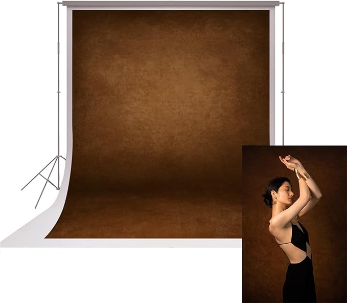UrcTepics 8x10ft Brown Vintage Backdrop. Portraits and Headshots Cloth Backdrop with Abstract Textured Pattern. by UrcTepics
