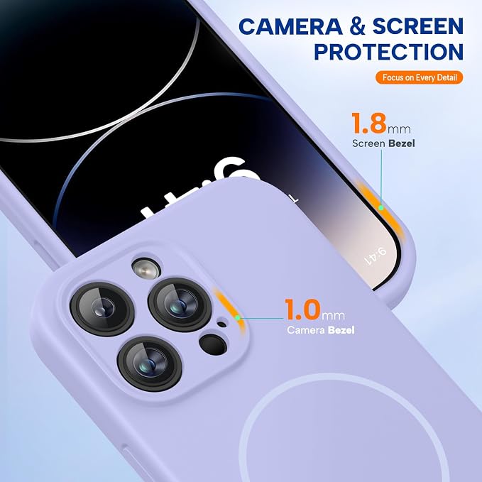 Miracase Silicone & Magnetic for iPhone 14 Pro Case, Light Purple | Compatible with MagSafe, Soft Microfiber Lining, Premium Silicone Cover Shockproof Drop Protection Phone Case for 14 Pro - Image 7