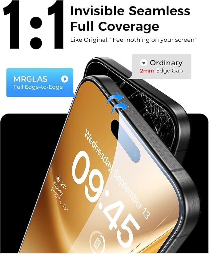 MRGLAS 4-Pack TOP 9H+ Glass for iPhone 16 Screen Protector | [Auto Alignment Kit] [10X Military Protection] UNBREAK Tempered Glass Flim for 16 6.1 inch Longest Durable Case-Friendly - Image 4