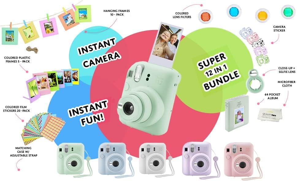 Fujifilm Instax Mini 12 Instant Camera + 60 Photo Prints + Quality Photo Value Bundle, Case, Decoration Stickers, Frames, Photo Album, (Mint Green) - Image 5