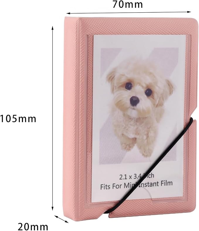 2x3 Instax Mini Photo Album, 28 Pockets. Peach Pink, 1PK | Portable Wallet Size Album Stores 2x3 inch Instant Photos. Fits Polaroid, Instax Mini, Kodak Mini Prints and Zink. - Image 4