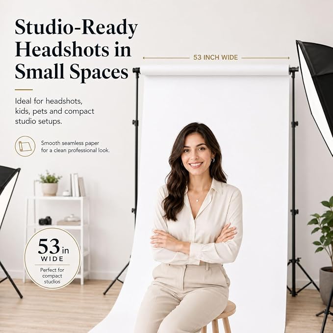 Yizhily Lite Blue Seamless Paper Backdrop, 53 in x 16.4 ft | Product photography; creative sets; event portraits; tabletop shoots; small studio photoshoots - Image 5