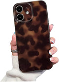 Cute Phone Case for iPhone 12 Case Cheetah Leopard Print | Amber Tortoiseshell Pattern,Full Camera Protective,Slim Shockproof TPU,Aesthetic Girly Glossy Cover for Women Men-Brown by XQAGU