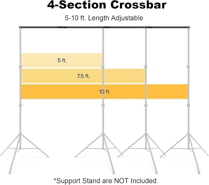10ft/3M Background Folding Crossbar, Photography Lighting Muslin Backdrop Support Crossbar, 1 x 3m Crossbar, 3 x Clip - Image 5