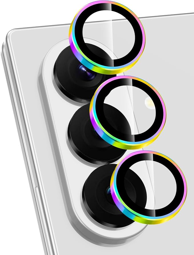 for Samsung Galaxy Z Fold 8 Ultra Camera Lens Protector, Individual Metal Ring Tempered Glass Lens Cover, [Strong Adsorption] Scratch Resistant Ultra-Thin HD Clear Lens Cover, 1 Set-Colorful Ring by Btscase