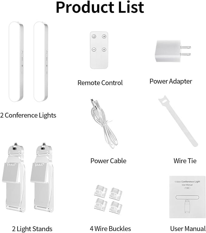 Dual-lamp Video Conference Lighting, LED Streaming Light with Remote and Touch Control, Zoom Lighting for Computer,Webcam Laptop Monitor Ring Light for Video Calls/Zoom Meetings (White) - Image 6