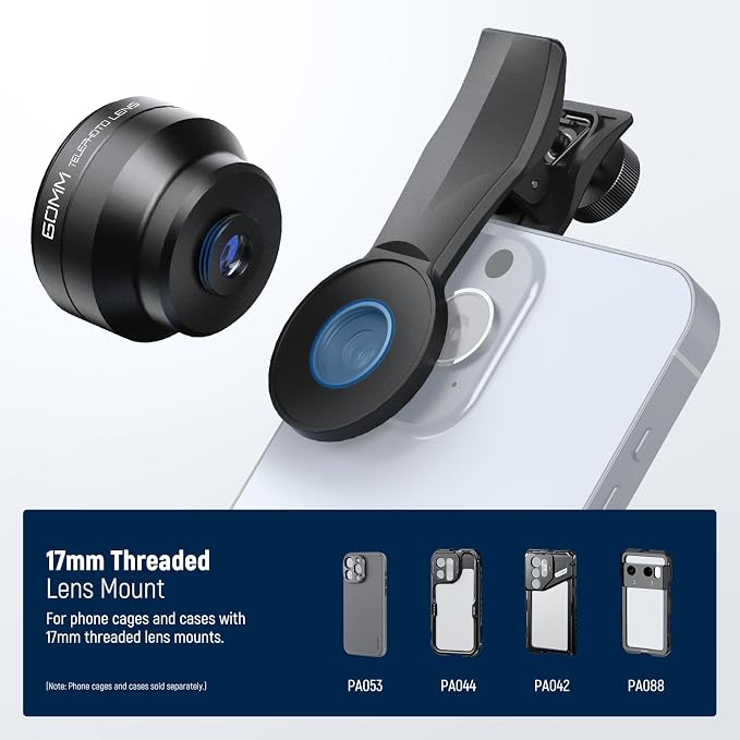 NEEWER 60mm Telephoto Lens with 17mm Thread Phone Lens Clip & 67mm Filter Adapter Ring, 2X Magnification Compatible with iPhone Samsung, LS-41 PRO - Image 8